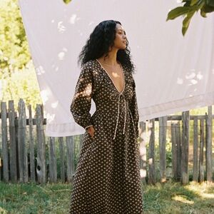 Christy Dawn the Venus Dress Carob Ditsy Leaf Sz. XL